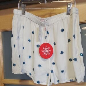 White and Blue High Waist Summer Shorts